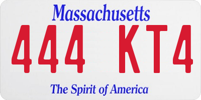 MA license plate 444KT4