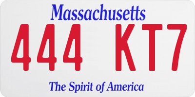 MA license plate 444KT7