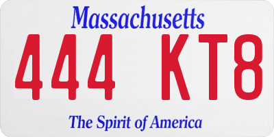 MA license plate 444KT8