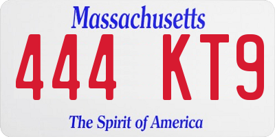 MA license plate 444KT9