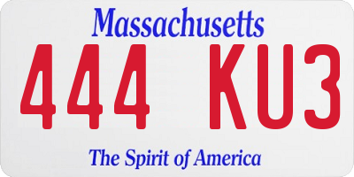 MA license plate 444KU3