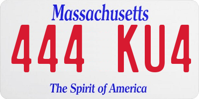 MA license plate 444KU4