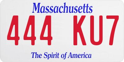 MA license plate 444KU7