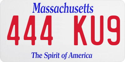 MA license plate 444KU9