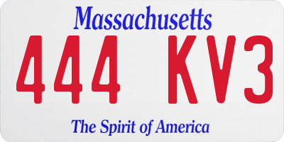 MA license plate 444KV3