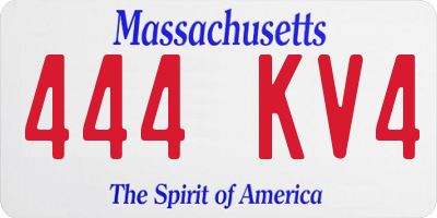 MA license plate 444KV4
