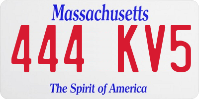 MA license plate 444KV5