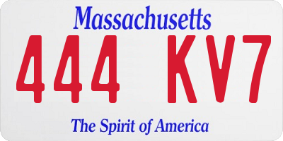 MA license plate 444KV7
