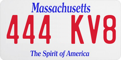 MA license plate 444KV8