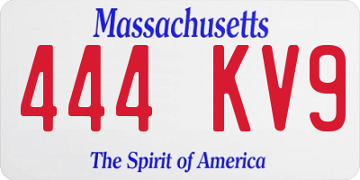 MA license plate 444KV9