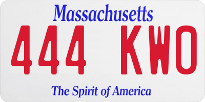 MA license plate 444KW0