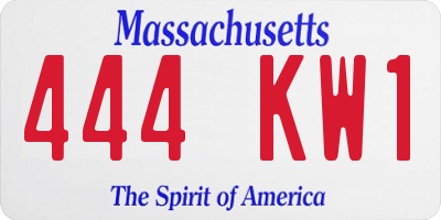 MA license plate 444KW1