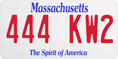 MA license plate 444KW2