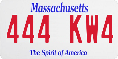 MA license plate 444KW4