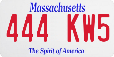 MA license plate 444KW5
