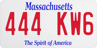 MA license plate 444KW6
