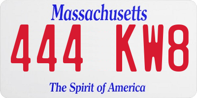 MA license plate 444KW8