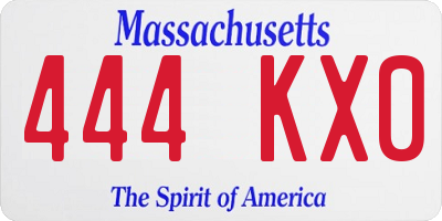MA license plate 444KX0