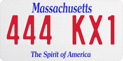 MA license plate 444KX1