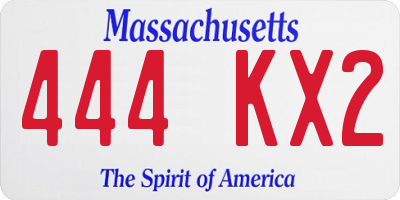 MA license plate 444KX2