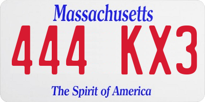 MA license plate 444KX3