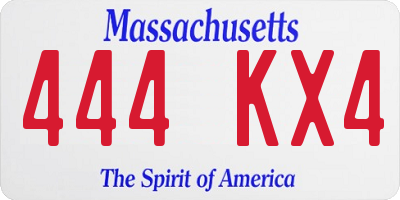 MA license plate 444KX4