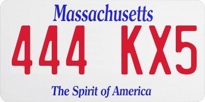 MA license plate 444KX5