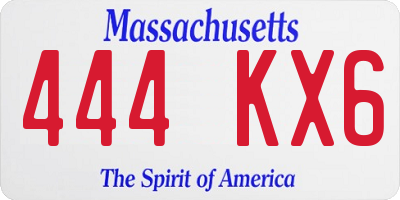 MA license plate 444KX6