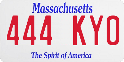 MA license plate 444KY0