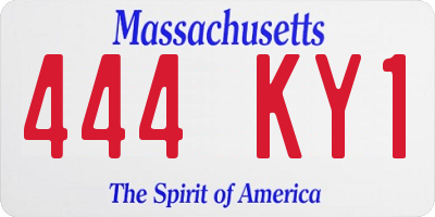 MA license plate 444KY1