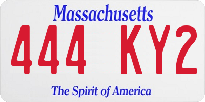 MA license plate 444KY2