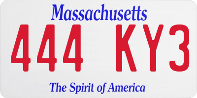 MA license plate 444KY3