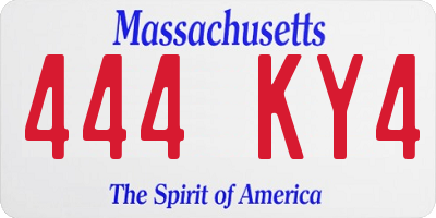 MA license plate 444KY4