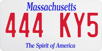 MA license plate 444KY5