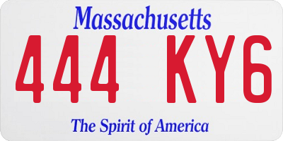 MA license plate 444KY6