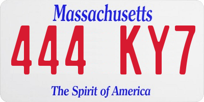 MA license plate 444KY7