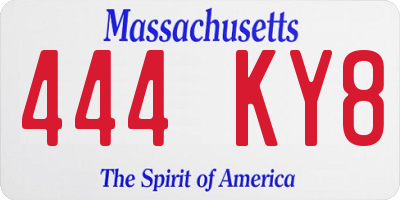 MA license plate 444KY8