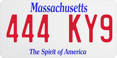 MA license plate 444KY9