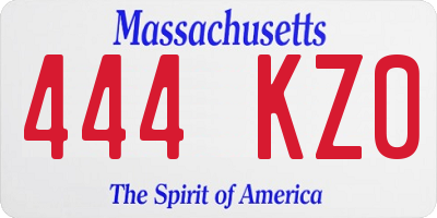 MA license plate 444KZ0