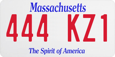 MA license plate 444KZ1