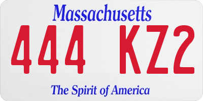 MA license plate 444KZ2