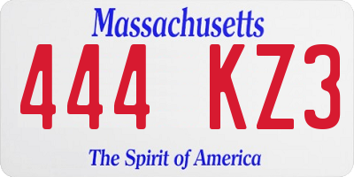 MA license plate 444KZ3