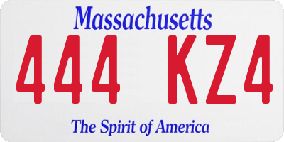 MA license plate 444KZ4