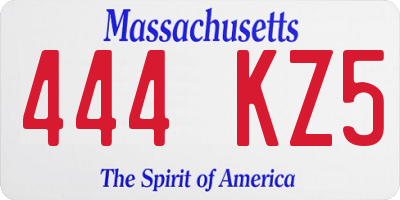 MA license plate 444KZ5