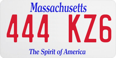 MA license plate 444KZ6