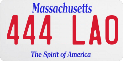 MA license plate 444LA0