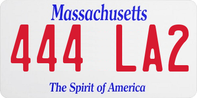 MA license plate 444LA2