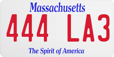 MA license plate 444LA3