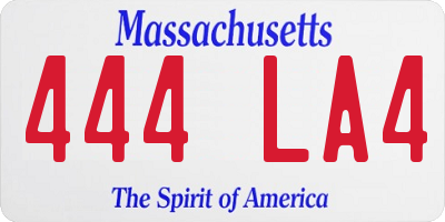 MA license plate 444LA4