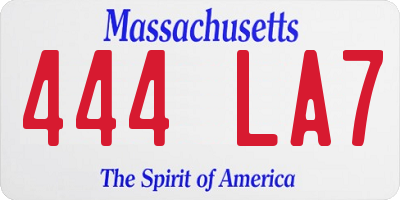 MA license plate 444LA7